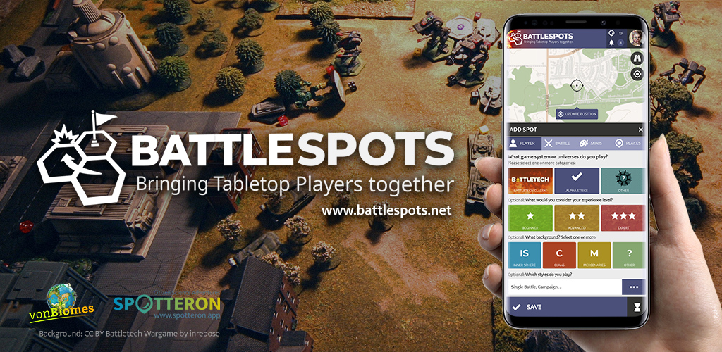 BattleSpots App for Tabletop Players