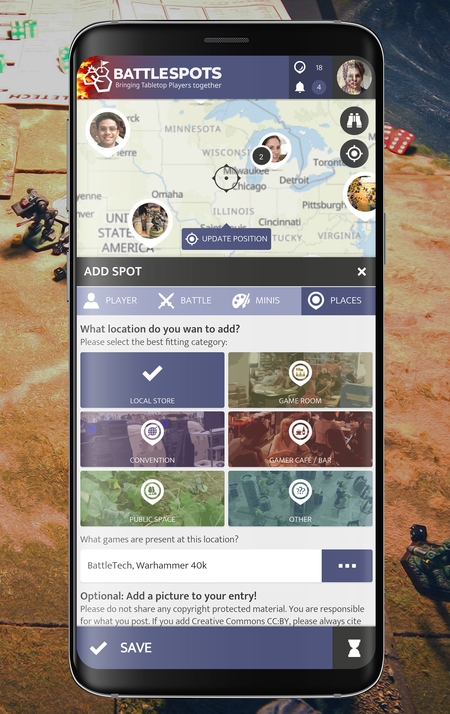 BattleSpots App, adding local places for Tabeltop Games on the map