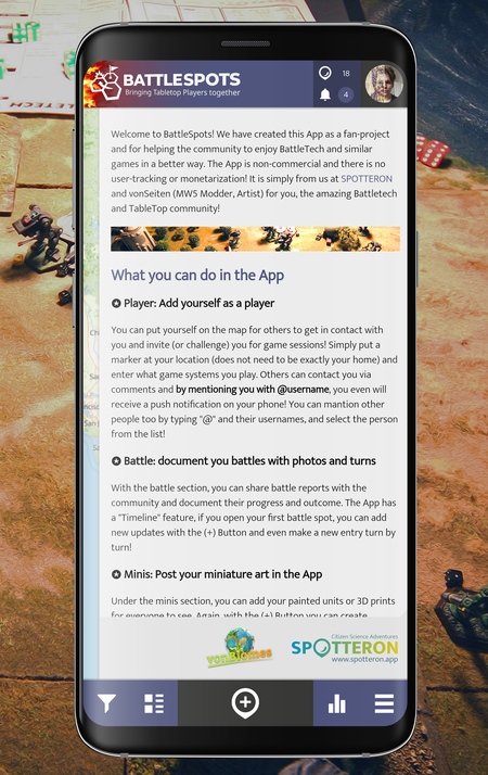 BattleSpots App, Information about the App for new Tabeltop players